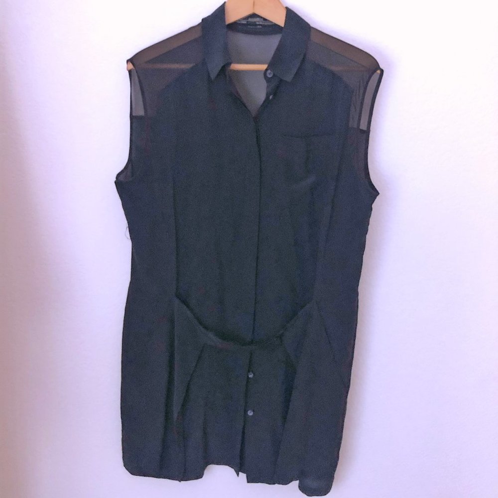 All Saints Sleeveless Belted Silk Blouse Size 10